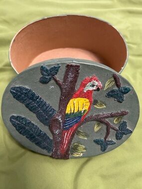 Hand-Painted Parrot Jewelry Box - Multicolor Bird Design